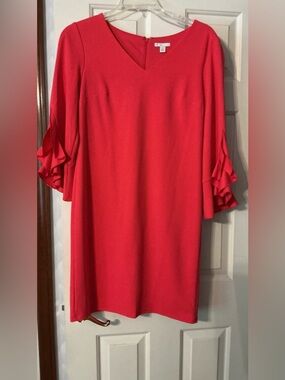 Cato Poppy Pink Ruffle Sleeve Dress